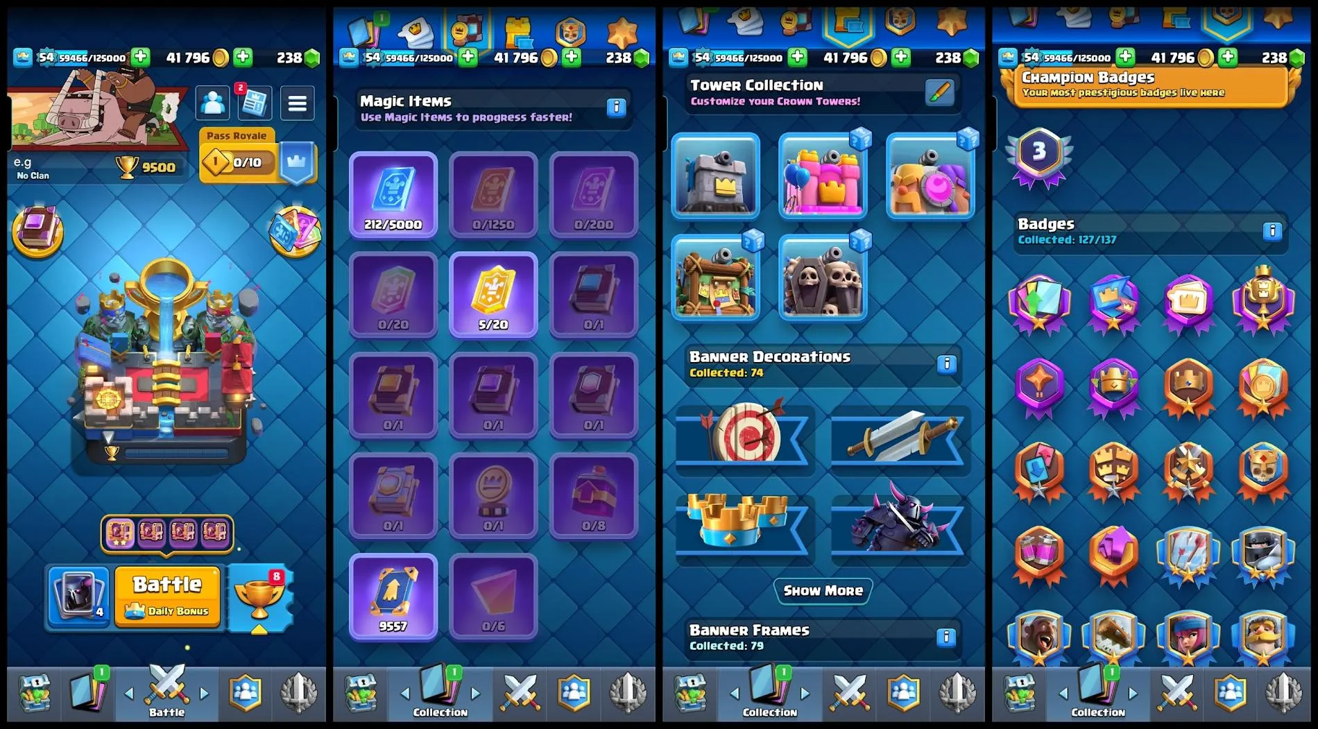 CR512 Maxed KT15 Account with 12 Evolutions, 6 Level 15 Cards, 19 Maxed Level 14 Cards, Rarest Emotes, 121 Cards, No.495 